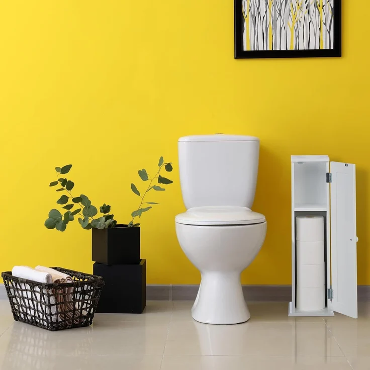 Relaxdays Schmaler Toilettenschrank mit 2 Ablagen – Bild 5