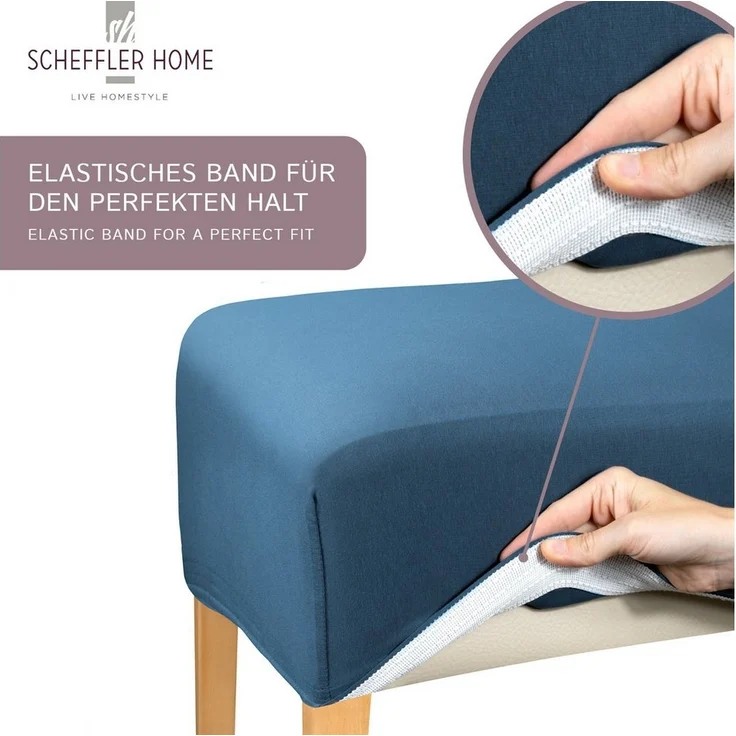 sh SCHEFFLER-HOME LIVE HOMESTYLE Stuhlhusse Moderner Stuhlbezug "Emma" aus elastischer Baumwolle, abnehmbarer & waschbarer Spannbezug für Stühle – Bild 2