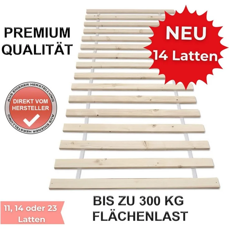 HELO Rolllattenrost Lattenrost Rollrost Holzlatten Bettrost Latten 23 Latten 70x200 cm ( Premium B1 )