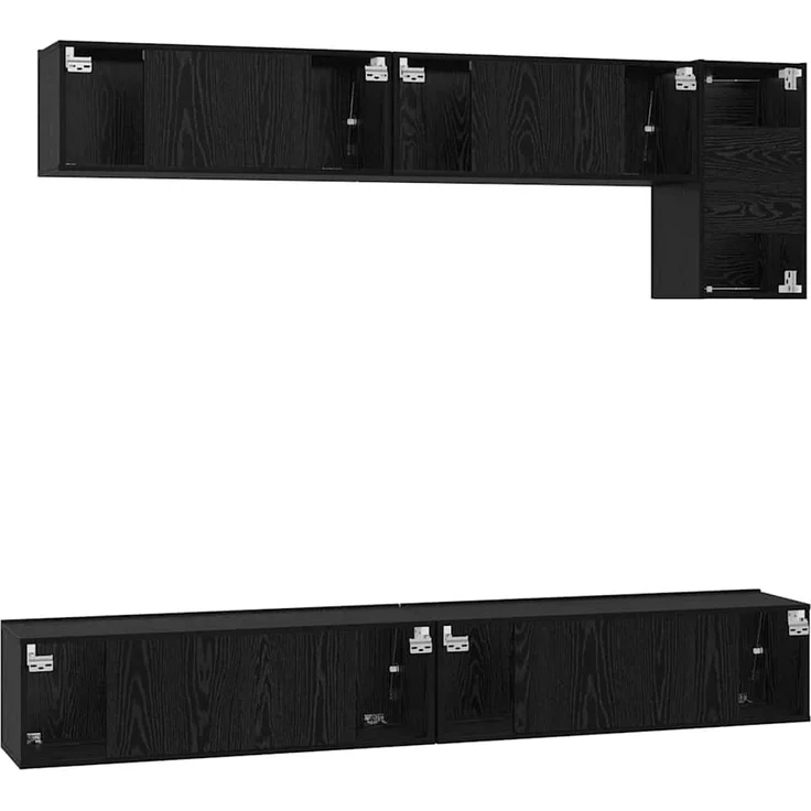 vidaXL TV-Schrankset 5 pcs Schwarz Eichen-Optik Holzwerkstoff 3393385 – Bild 8