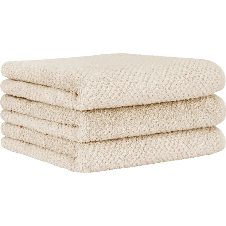 CAWÖ Gästetuch, 3er Pack - Pure, Walkfrottier, Struktur-Design, Baumwolle, einfarbig Beige 30x50cm