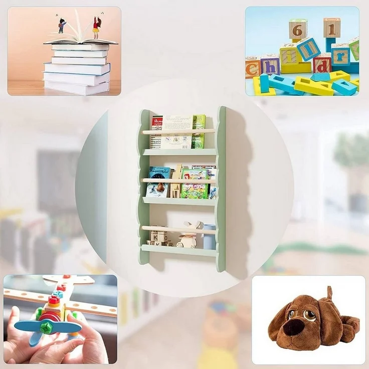 Woltu Wandregal, 1-tlg, Kinder Bücherregal, Bücher-Organizer – Bild 3