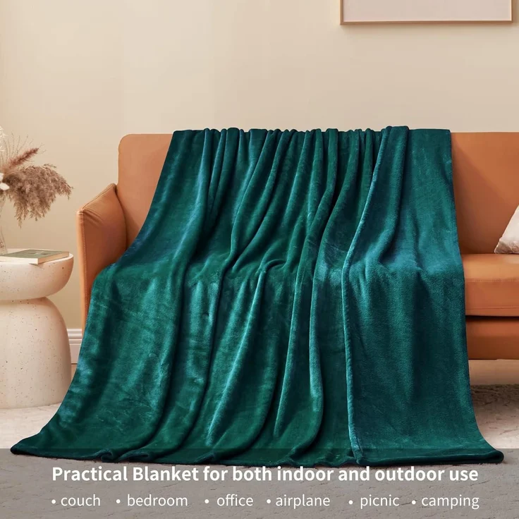 Kuscheldecke Fleecedecke Couchdecke XL Winter 150 x 200 cm Dunkelgrün – Bild 3