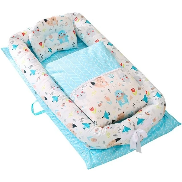 SEHAUSEU Kuschelnest Bettnestchen Babylounge Babykokon mit Decke und Kissen Wickelauflage – Bild 4