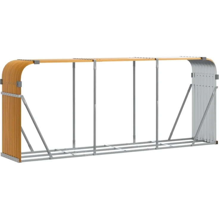 vidaXL Kaminholzunterstand Holzoptik 234x45x100 cm Verzinkter Stahl 364585 – Bild 6