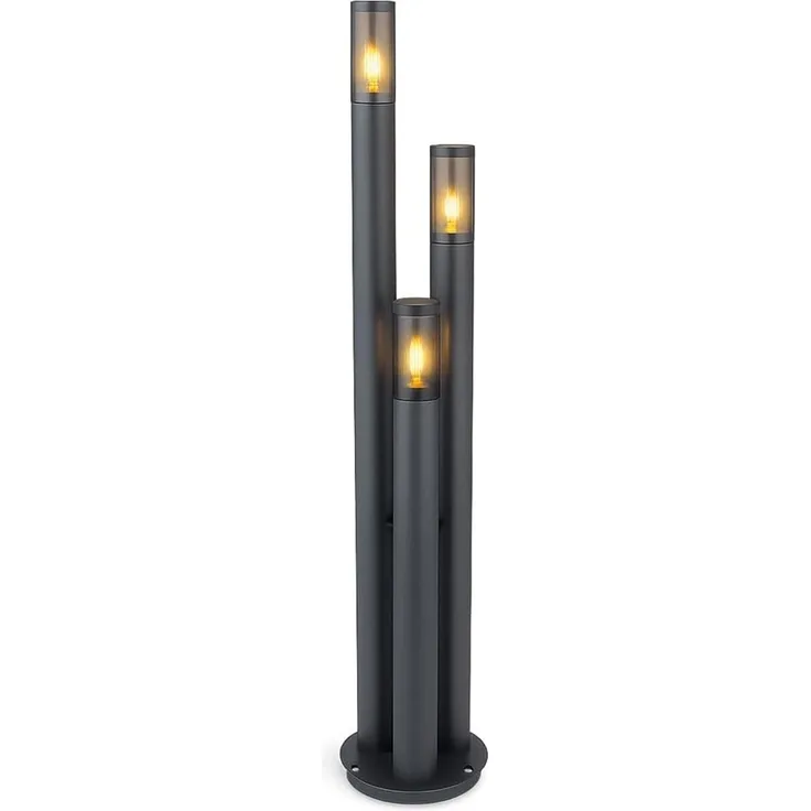 LED Stehleuchte, 3-Flammig, Edelstahl, anthrazit, rauch, H 170 cm