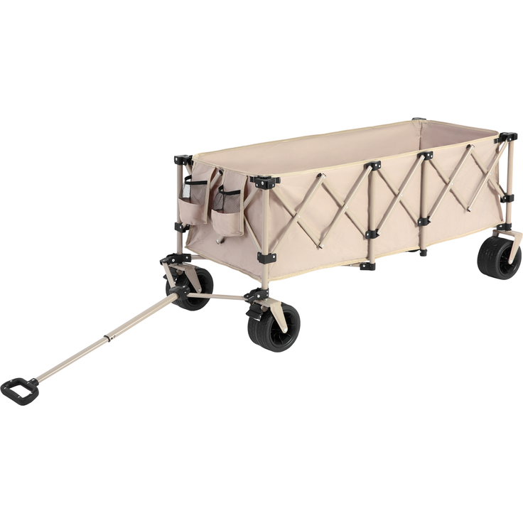 Faltbarer Bollerwagen 300L mit All-Terrain-Rädern, 136x54x60 cm, 100 kg, Beige – Bild 4