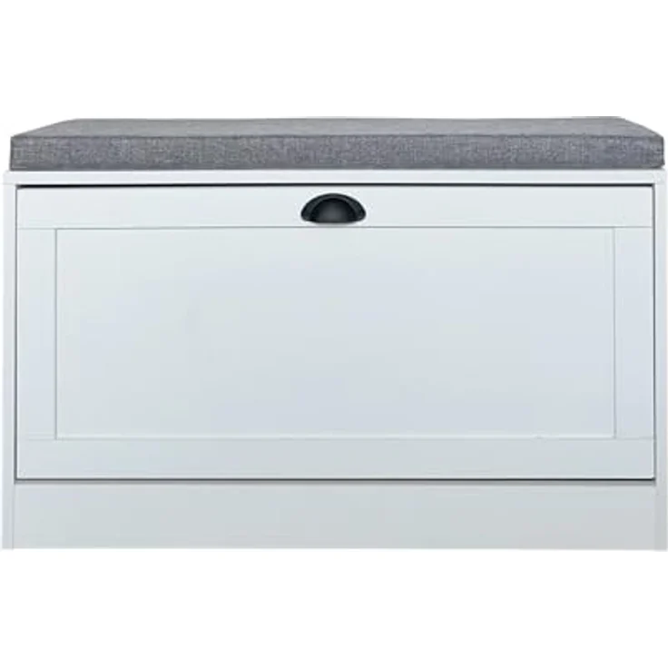 HTI-Living Schuhschrank Thekla, 80 cm Weiß mit Sitzkissen, 1 Klappe und 2 Fächer, platzsparend für schmale Flure – Bild 3