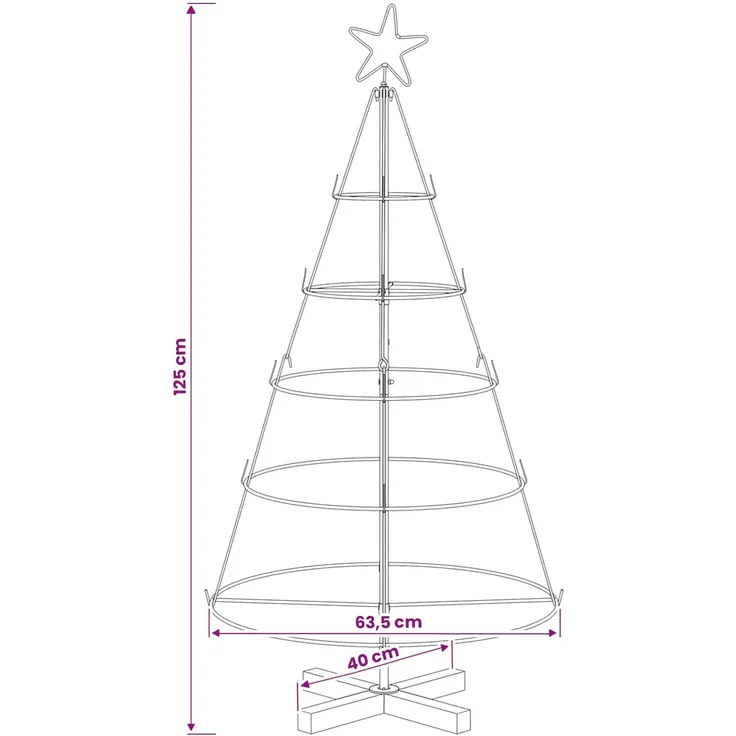 vidaXL Metall Weihnachtsbaum KUOPIO 125 cm Stahl Weiß 42053812 – Bild 6