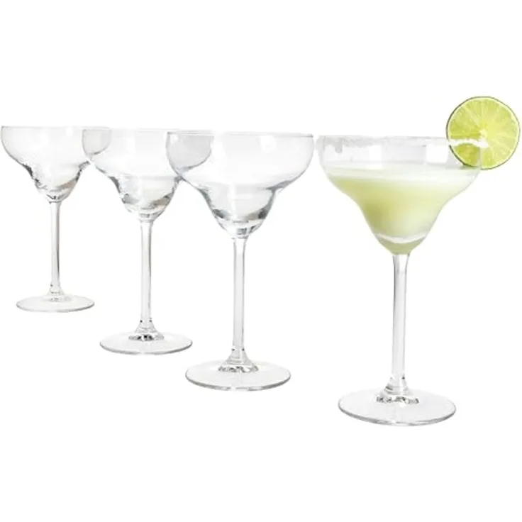 MamboCat Cocktailglas 4x Margarita Gläser mit Fuß 4 Personen Drinks Cocktail-Glas, Glas