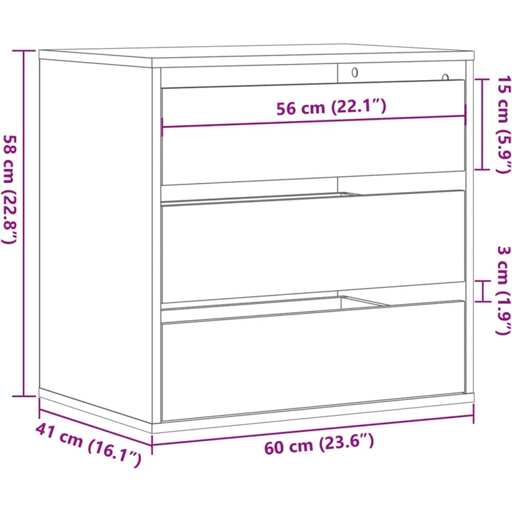 vidaXL Kommode Altholz-Optik 60x41x58 cm Holzwerkstoff 852850 – Bild 10