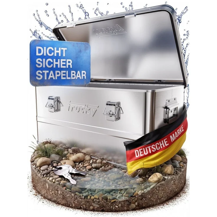 Trucky Allzweckkiste Aluminium Box mit Deckel Silber Alukiste Alu Kiste Abschliessbar – Bild 2