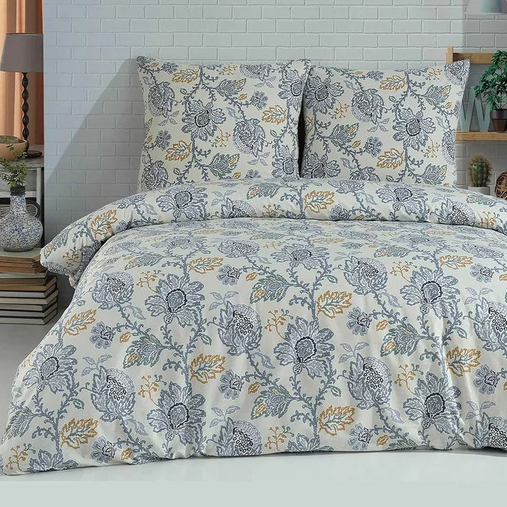 Buymax Bettwäsche, Renforcé, 2 teilig, 135x200 cm, 100% Baumwolle, mit Reißverschluss, Beige Grau – Bild 1