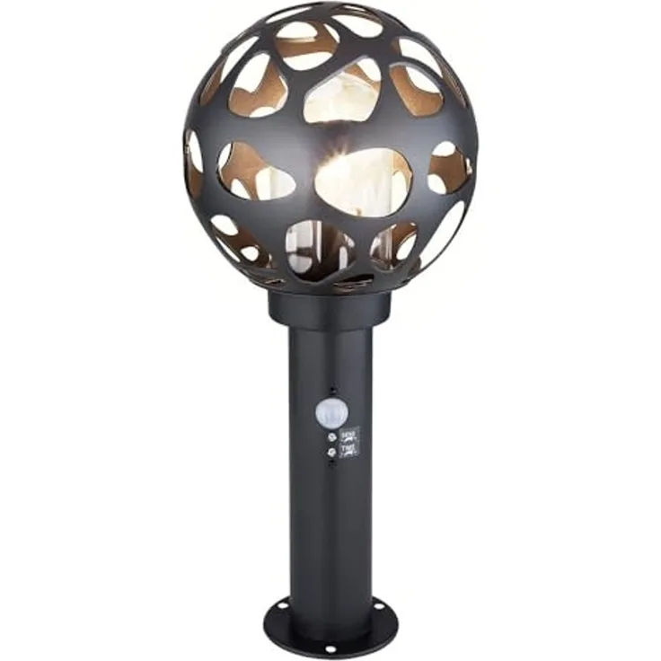 LED Sockelleuchte, Alu, Edelstahl, Bewegungsmelder, H 45 cm