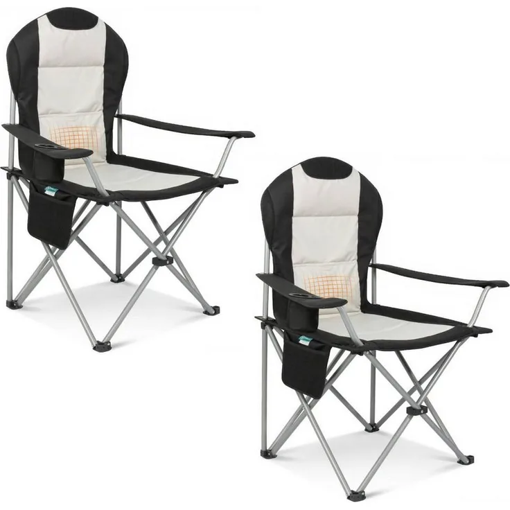 HOMECALL Campingstuhl Hochlehner 108cm mit Lendenwirbelstütze Klappstuhl Angelstuhl Faltbar (Bis 150kg, gepolstert, faltbar, stabil, 2 St), für Camp Garten Balkon