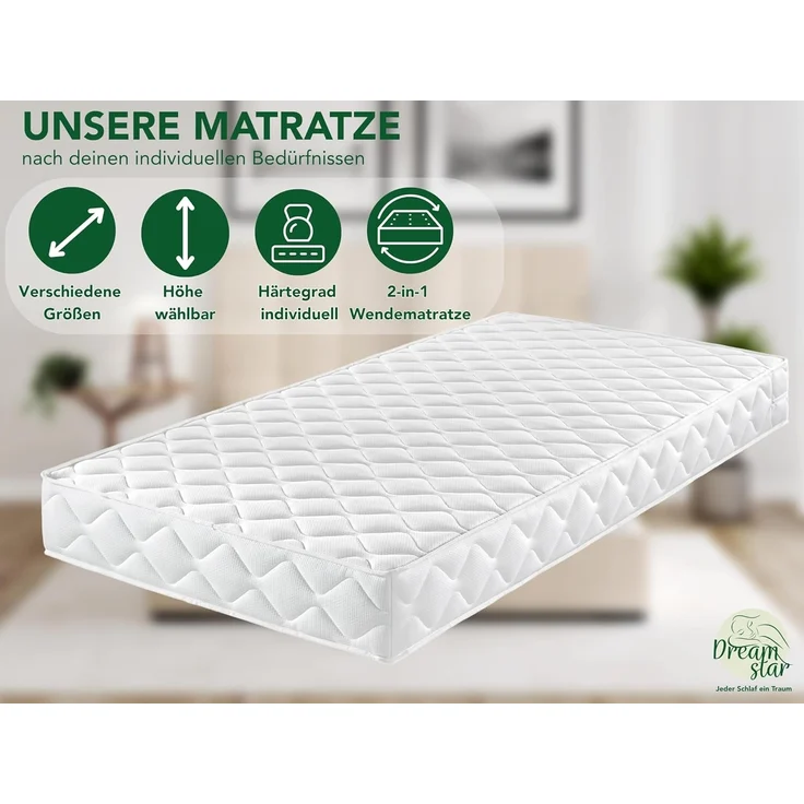 DREAMSTAR Ergo Flex XXL Duo I ergonomische 7-Zonen Kaltschaummatratze I 22 cm hoch I Öko-Tex Zertifiziert I Härtegrad 3 und 4 I 160x200 cm – Bild 3
