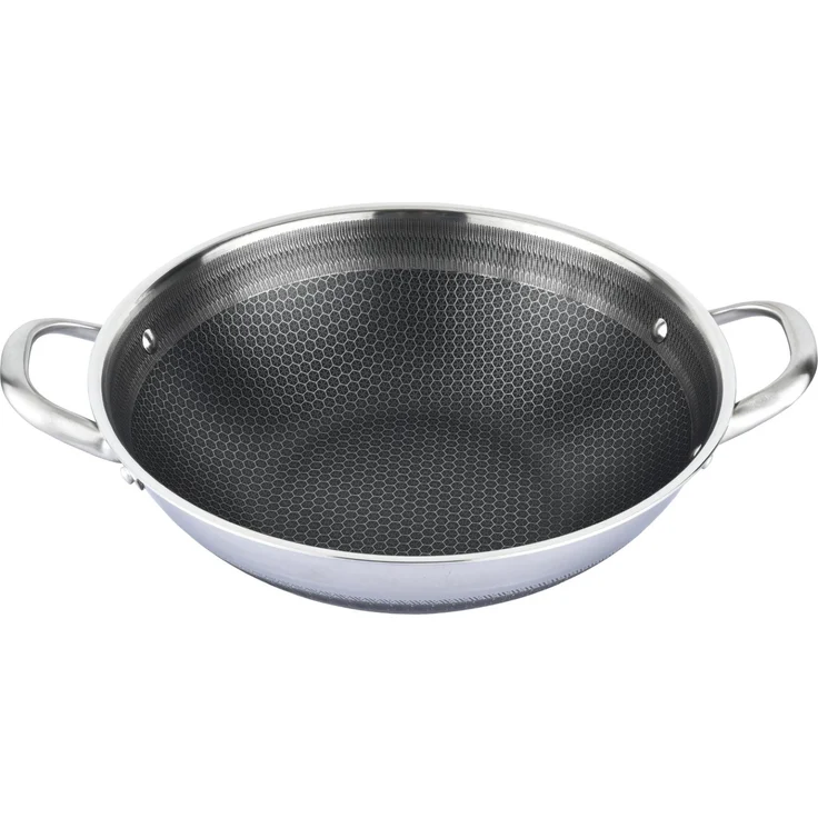 Wok Topf Edelstahl Wabenstruktur Ø36cm Induktion Anti Haft Kratzfest in Silber – Bild 2