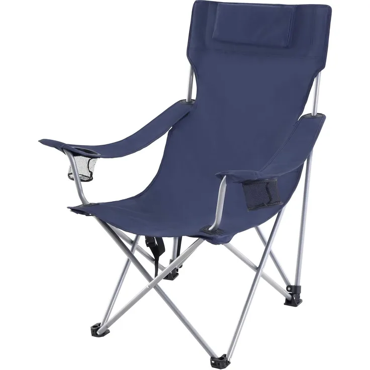 Songmics 'GCB09IN' Campingstuhl klappbar, mit Armlehnen und Getränkehaltern bis 150 kg belastbar, Eisengestell / Oxford-Gewebe dunkelblau , 81 x 70 x 91 cm