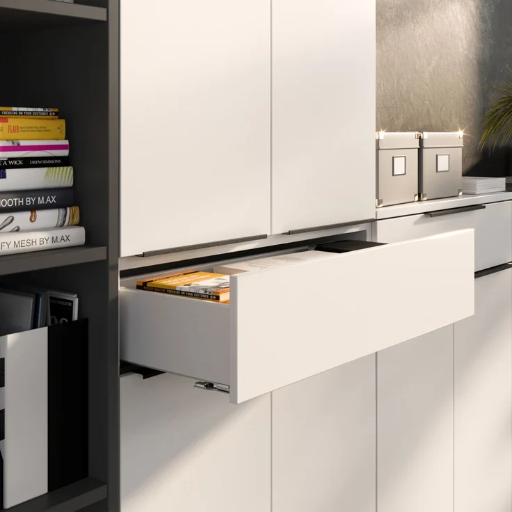 bümö Space Aktenschrank Holz, Mehrzweckschrank 81 cm breit in Graphit - Regal mit Türen & 1 Schublade, Schrank hoch für Akten & Büro als Möbel für Arbeitszimmer, Büroschrank, Ordnerschrank, SPCAS4OH1S-547 – Bild 3