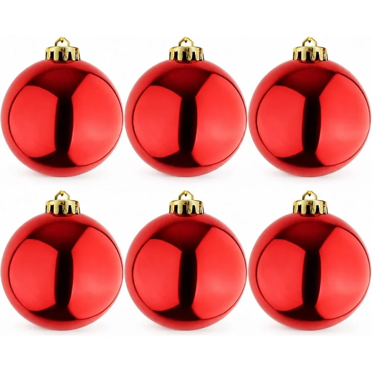 6 Stück XL Weihnachtsbaumkugeln Christbaumkugeln Rot Ø 15cm – Bild 2