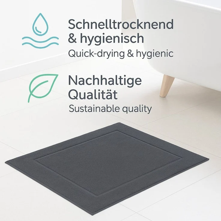 Betz Badematte 2er Set Badvorleger Premium Badematte Badteppich Größe 50x70 cm, beidseitig nutzbar, Baumwolle, Qualität 650g/m² – Bild 3