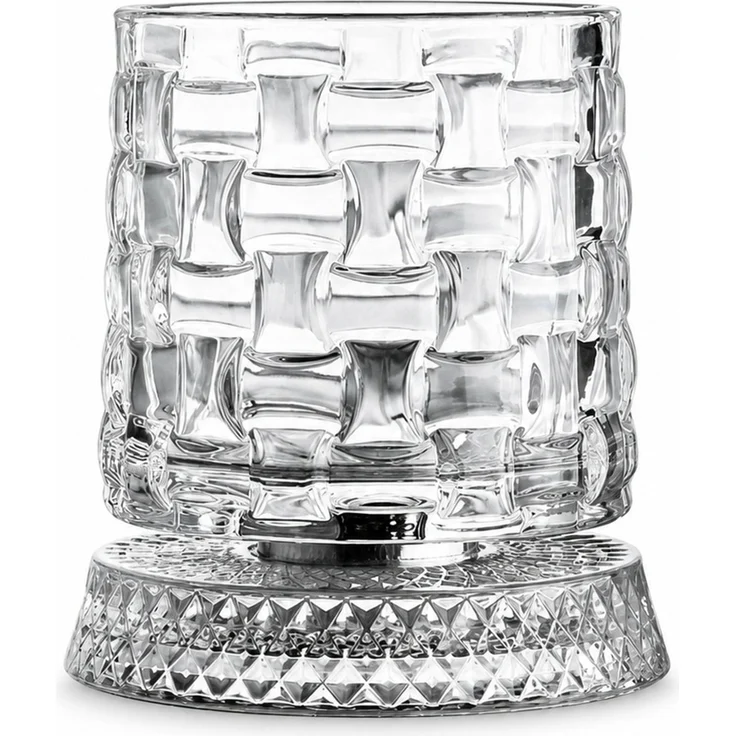 2er Set Whiskygläser mit drehbarem Kristallglasboden, transparent,Gewebter Stil 15 x 10 x 10 cm – Bild 1