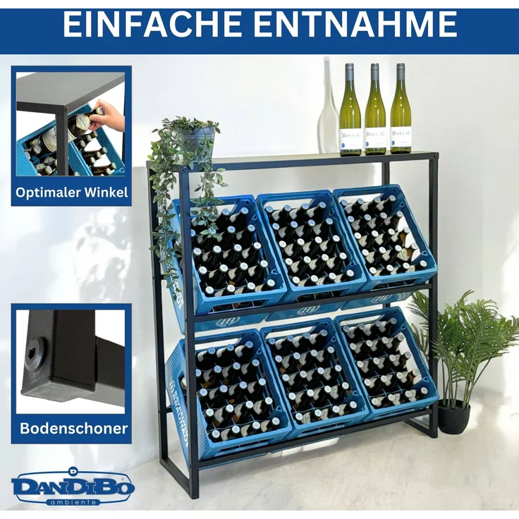 DanDiBo Getränkekistenregal 6 Kisten mit Ablage Metall Stabil 96435 100 cm Getränkeregal Kistenregal – Bild 3