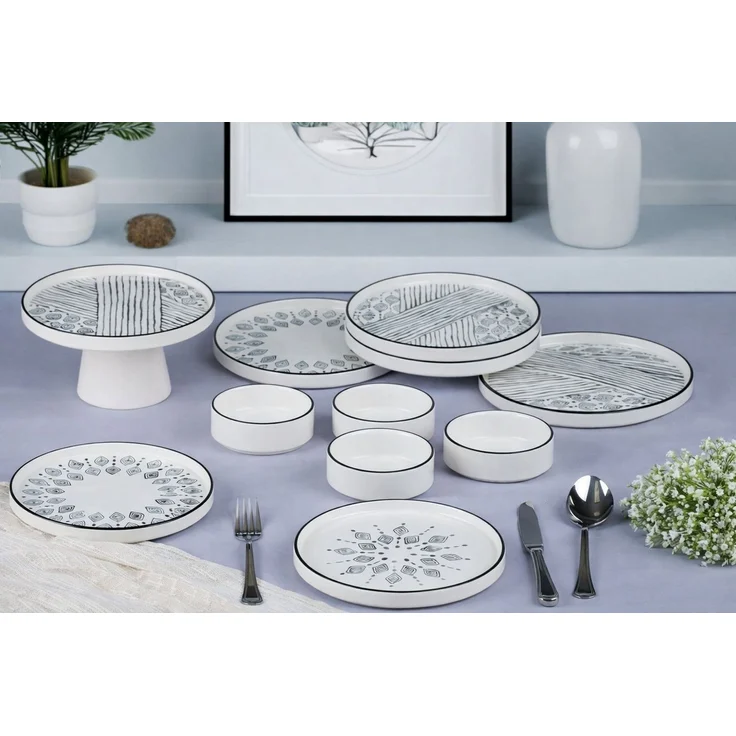Hermia Concept Frühstücks-Geschirrset Boho Design (11-tlg), 6 Personen, Keramik, Steinzeug, spülmaschinenfest und mikrowellengeeignet – Bild 3