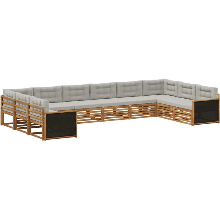 vidaXL Outdoor-Sofagarnitur 10 stk. 10-Sitzer Natur und Hellgrau 3383884 – Bild 2