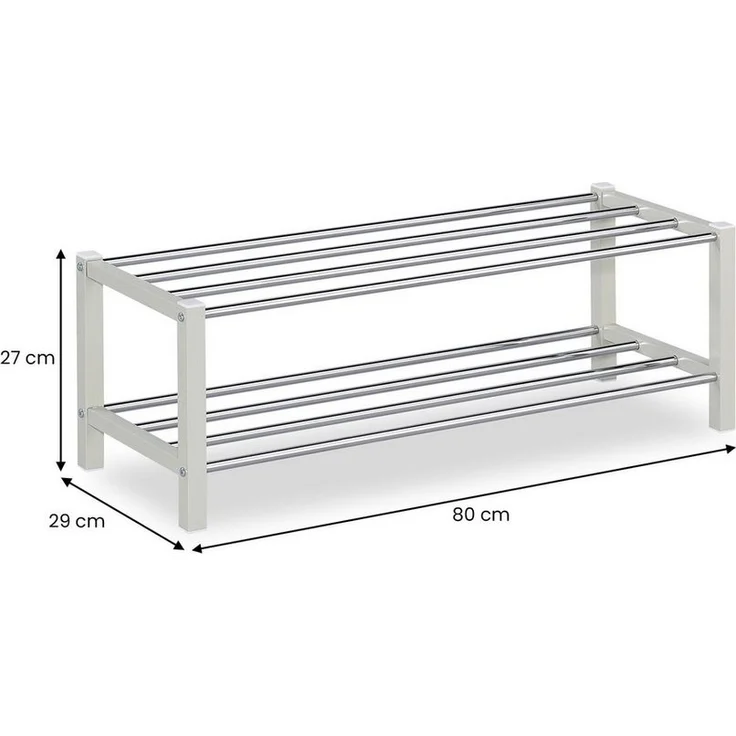 IDIMEX Schuhregal DUBLIN, Schuhständer mit 2 Ablagen, 90cm breit Schuhaufbewahrung Metall beige – Bild 2