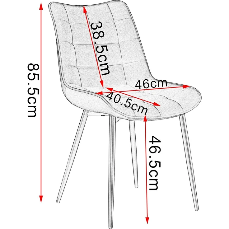 WOLTU Esszimmerstühle 2er Set, für Wohnzimmer Küche Esszimmer, Küchenstühle gepolstert mit Rückenlehne, Sitzfläche aus Samt, mit Metallbeinen, bis 150 kg belastbar, Dunkelgrau – Bild 2
