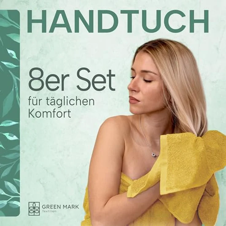 NatureMark 8er Spar-Pack Frottier Handtücher, Handtuch-Set, 50x100 cm, Gelb, 100% Baumwolle – Bild 3