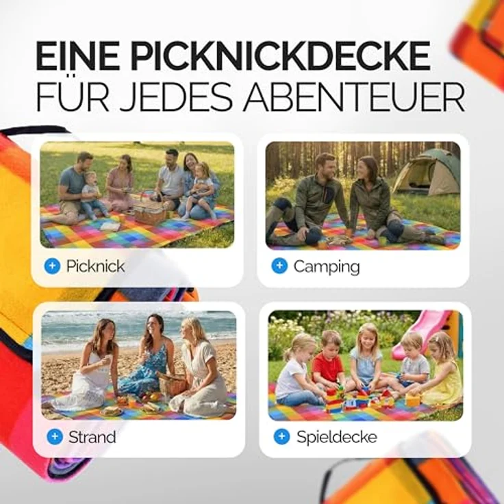 DETEX® Picknickdecke, 200x200 cm, Pixel-Muster, wasserdicht, isoliert, faltbar – Bild 6