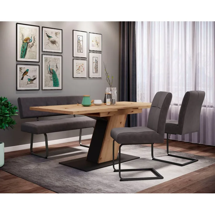 HELA Essgruppe Luise I G Tisch Sitzbank Stühle, (Set, 4-tlg), Ausziehtisch 140 - 180 cm Esszimmer Bestseller