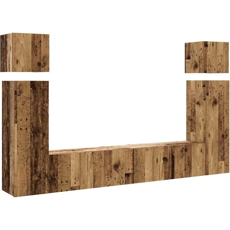 vidaXL 8-tlg. TV-Schrank-Set Wandmontage Altholz-Optik Holzwerkstoff 3329009