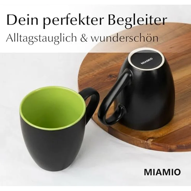 MiaMio Tasse MIAMIO - 6 x 350 ml Kaffeetassen Set Außen Schwarz Innen Farbig – Bild 9