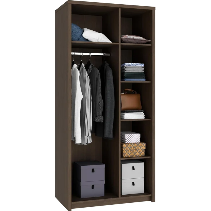 Forte EUFEMIUS Kleiderschrank 90 95, moderner Schrank mit dekorativer Fräsung, Holzwerkstoff, Dunkelbraun|Schwarz Eiche Holzdekor, 91,5 cm breit x 198,3 cm hoch x 52,7 cm tief – Bild 5