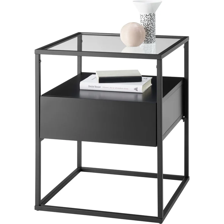 Beistelltisch >EVORA< in schwarz, Holzwerkstoff / Metall - 43x54x43cm (BxHxT) – Bild 3
