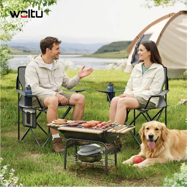Woltu Campingstuhl (2 St), Klappbar, leicht, für Camping Angeln Picknicks Strand – Bild 2