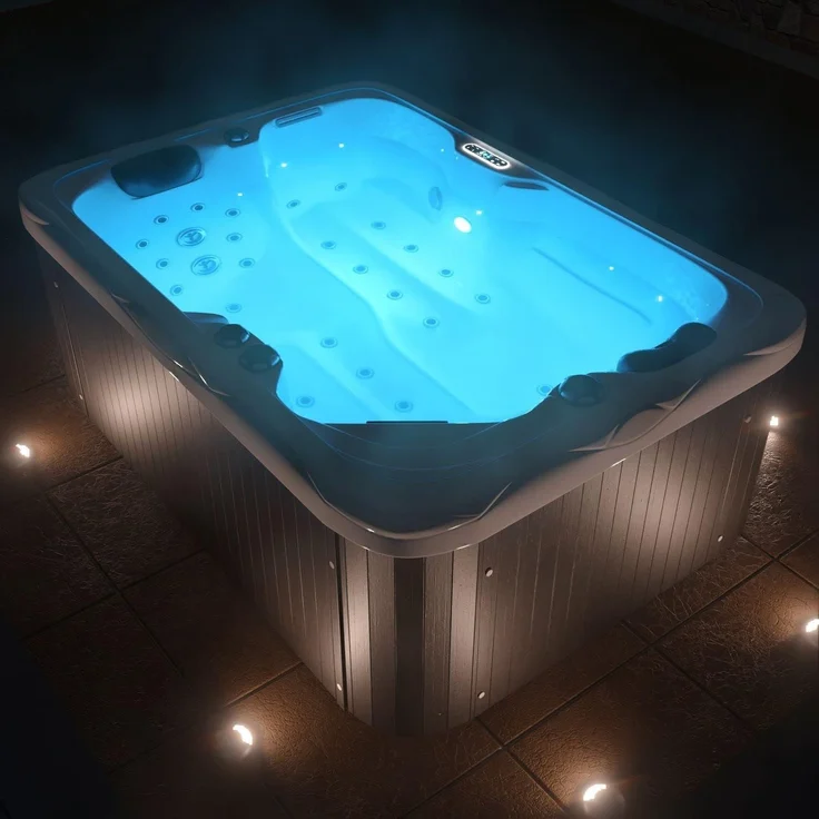 TroniTechnik Whirlpool Outdoor Whirlpool LEVANZO weiß, (3-tlg), LED, Heizungs-, Whirlpool-, Licht,- Pumpensteuerung – Bild 2