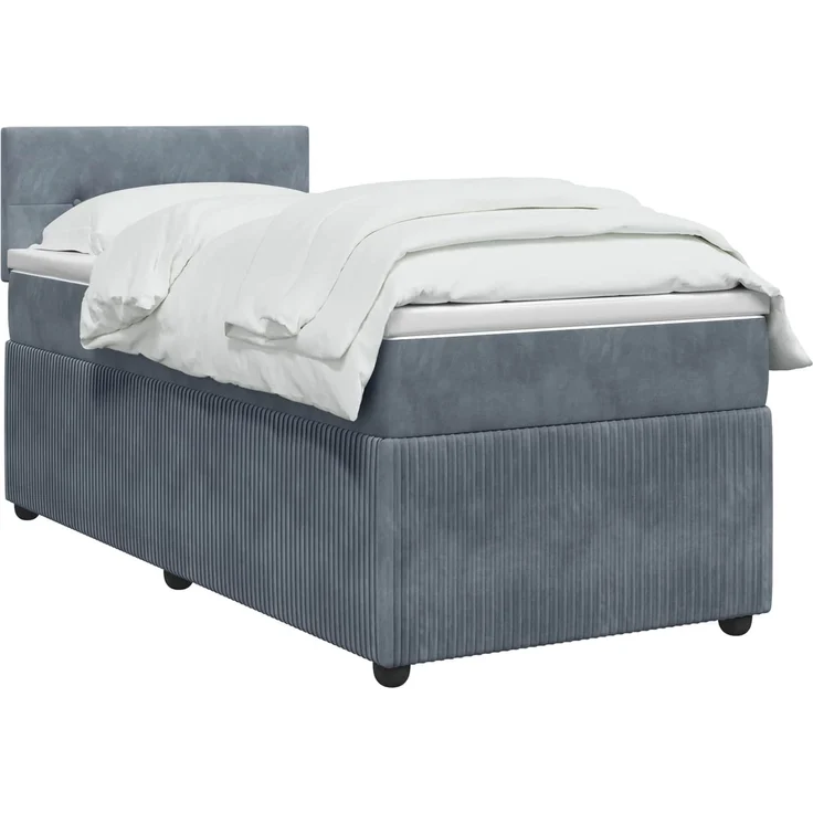 vidaXL Boxspringbett mit Matratze Dunkelgrau 100 x 200 cm Samt 3451620 – Bild 3