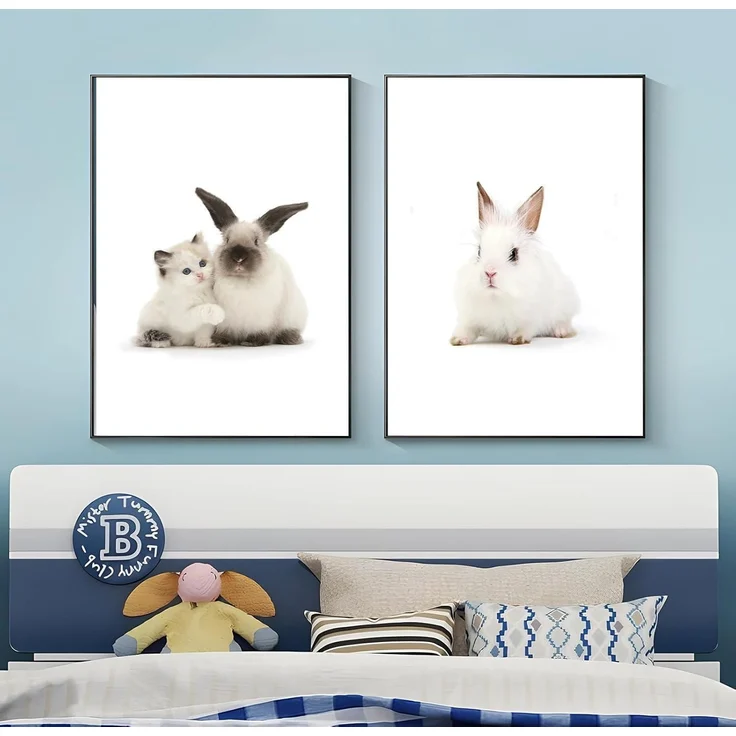 Poster 2er Set Kinderzimmer Kaninchen Wandbilder 40x50cm B – Bild 3