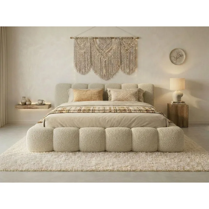 yourhouse24 Polsterbett Designerbett DALLAS TOPSELLER Wolkenbett Modern (Bettgestell mit Bettkasten), Wolken-Design & Japandi, Made in EU