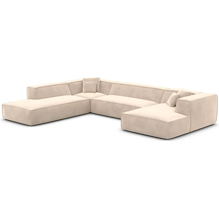 Polster Wohnlandschaft Liranda U-Form Lounge - Samtstoff - Creme - Rechts – Bild 1