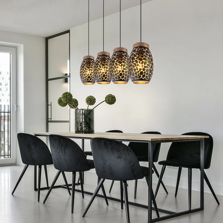 Pendelleuchte, 4 flammig, orientalisch, gold, H 120cm – Bild 7