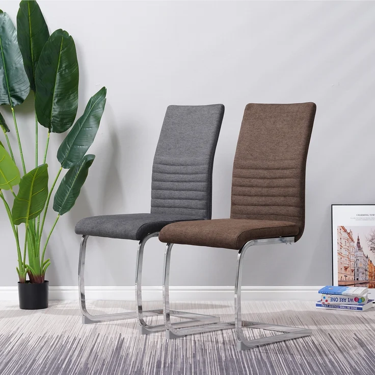 Freischwinger Stühle 4er Set LUGANO, Grau - Esszimmerstuhl Schwingstuhl mit modernem Design, Stoff-Bezug, dicke Polsterung - Küchenstuhl, Polsterstuhl, Stuhl Esszimmer oder Esstisch Stuhl – Bild 9