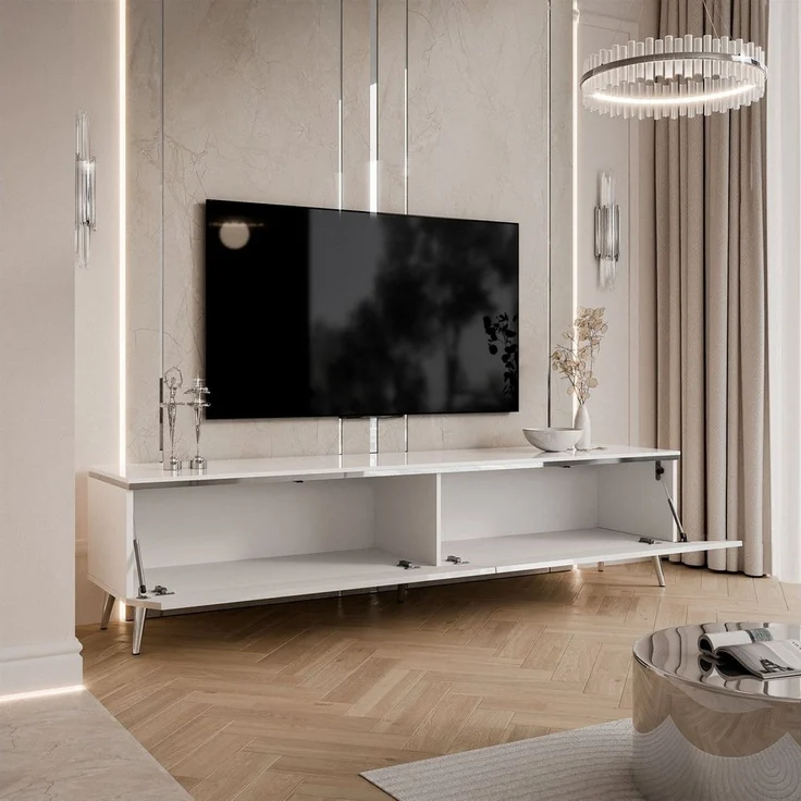 Lookway TV-Schrank AURORA SILVER auf Beinen und LED Beluchtung Breite: 180 cm – Bild 3