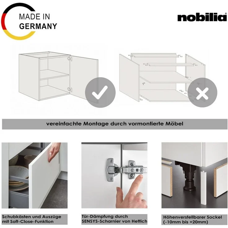 nobilia® Backofenumbauschrank "Structura", Ausrichtung wählbar, mit Schublade und zwei Auszügen und einer Tür, vormontiert, Breite/Höhe: 60/216,6 cm – Bild 3