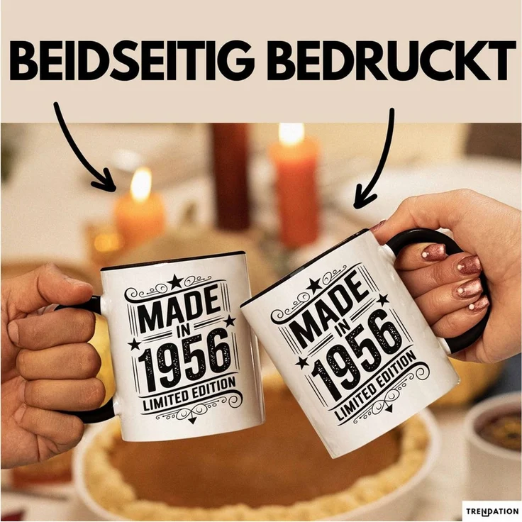 Trendation Tasse 70 Geburtstag Tasse Geschenk Made In 1956 Limited Edition Geschenkidee, Keramik – Bild 2