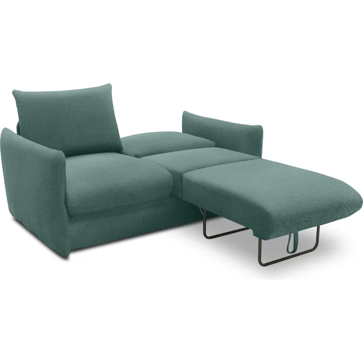 DOMO. collection Sofa 700023, 2 Sitzer, Schlaffunktion, Federkern, Füße mit Filzgleitern, 2er Couch, Schlafsofa, Polstergarnitur, 165 x 100 x 95 (BxTxH), blau (petrol) – Bild 7